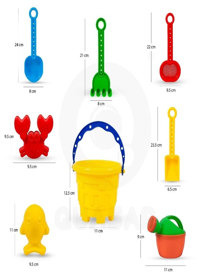 Quasar Beach Toy Set for Kids | Bucket | 2 Sand Modul | 2 Tools | 1 Gardening Water Can | Sand Garden | Pretend Role Play Set | Children Learn Play | Fun Toddler Kids Set | 8 Piece | Multicolor - Image 2